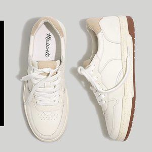 Madewell Court Sneakers in White Leather, 7.5